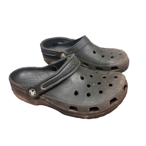 Crocs Clogs Sandals Mens Sz 6 Womens Sz 8 Black Classic Beach Summer See Details - Picture 1 of 10